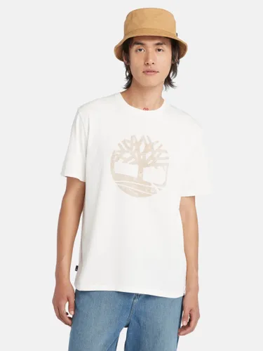 Timberland Dye Logo Organic Cotton T-Shirt, White - White - Male