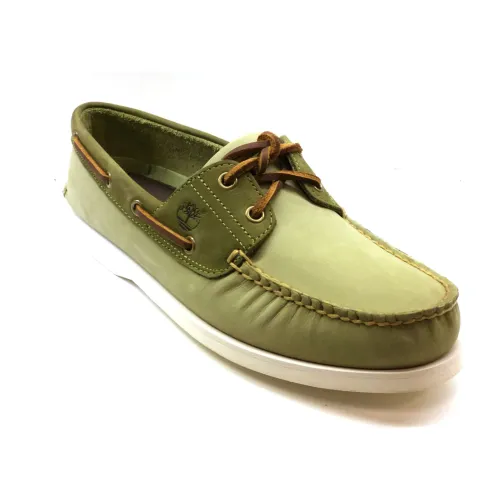 Timberland , Green Nubuck Leather Boat Shoes ,Green male, Sizes: