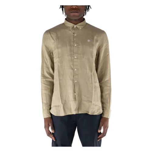 Timberland , Linen Shirt ,Beige male, Sizes:
