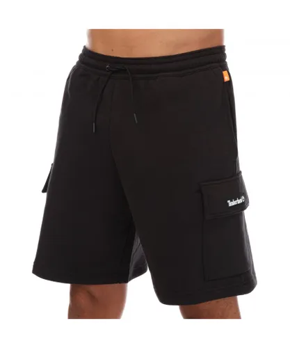 Timberland Mens Badge Cargo Sweat Shorts in Black Cotton