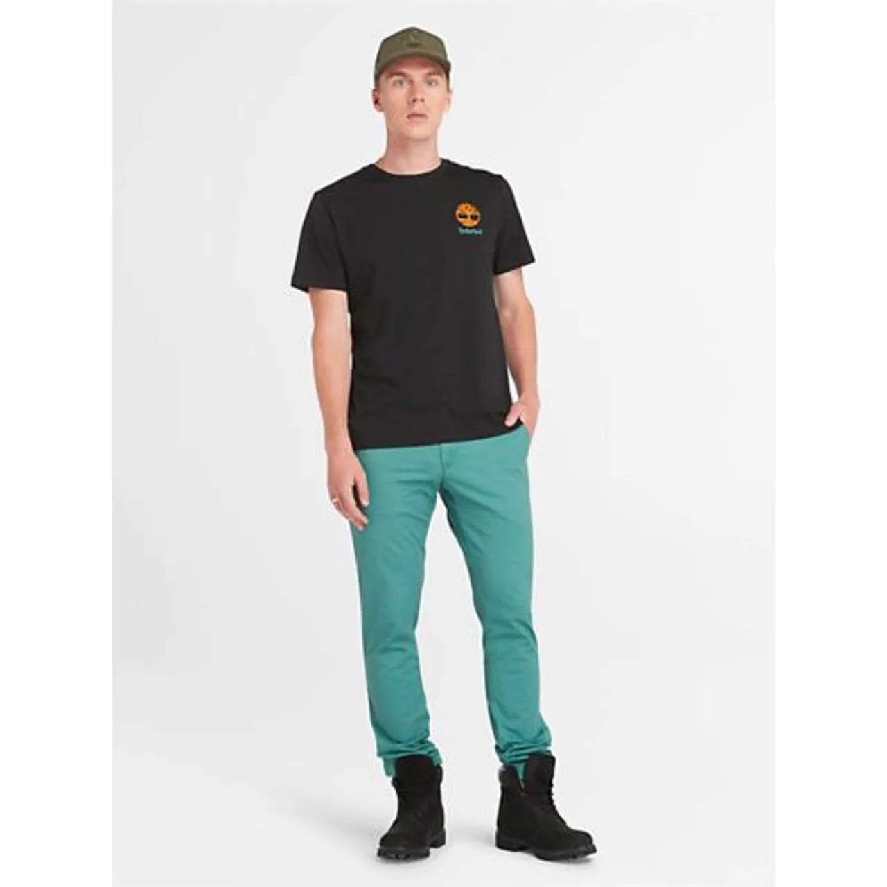 Timberland Mens Black Back Graphic Short Sleeve T-Shirt