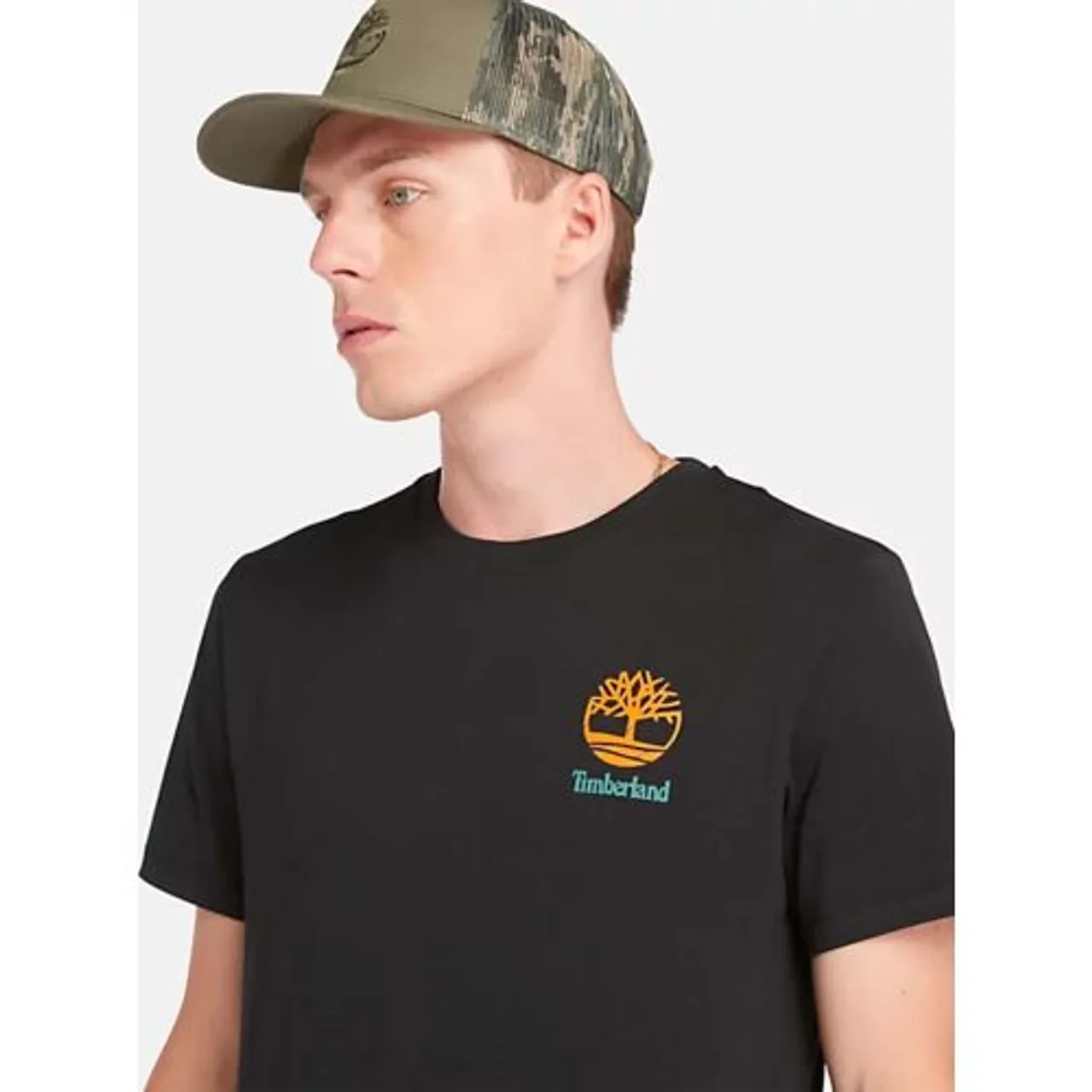 Timberland Mens Black Back Graphic Short Sleeve T-Shirt