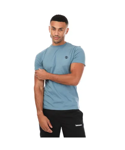Timberland Mens Chest Logo T-Shirt in Blue Cotton