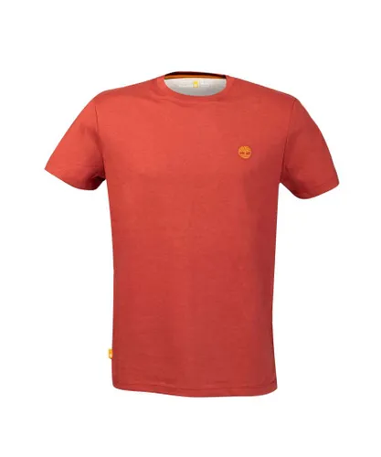 Timberland Mens Chest Logo T-Shirt in Red Cotton