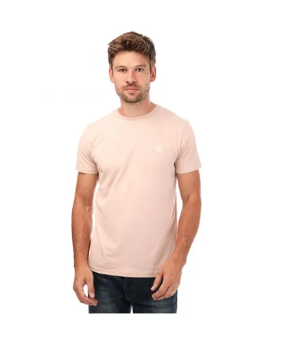Timberland Mens Chest Logo T-Shirt in Rose Cotton