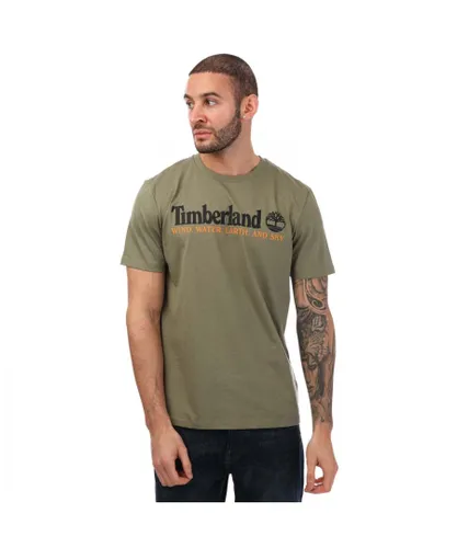 Timberland Mens Front Graphic T-Shirt in Khaki Cotton