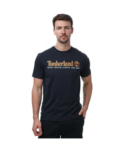 Timberland Mens Front Graphic T-Shirt in Navy Cotton