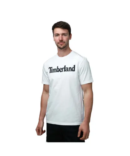 Timberland Mens Kennebec River Logo T-Shirt in White Cotton