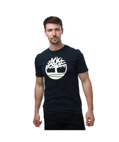 Timberland Mens Kennebec River Tree Logo T-Shirt in Navy Cotton