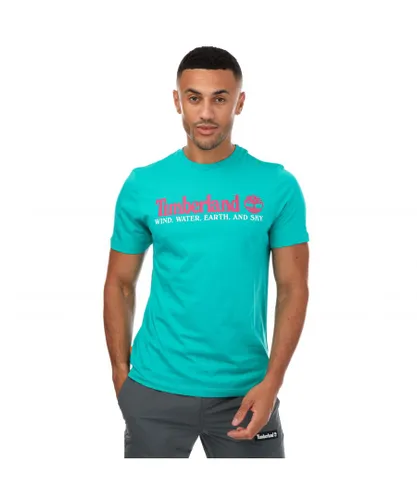 Timberland Mens Life Graphic T-Shirt in Teal Cotton