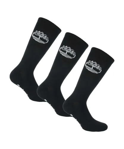 Timberland Mens Logo Sport 3 Pack Socks in Black Cotton