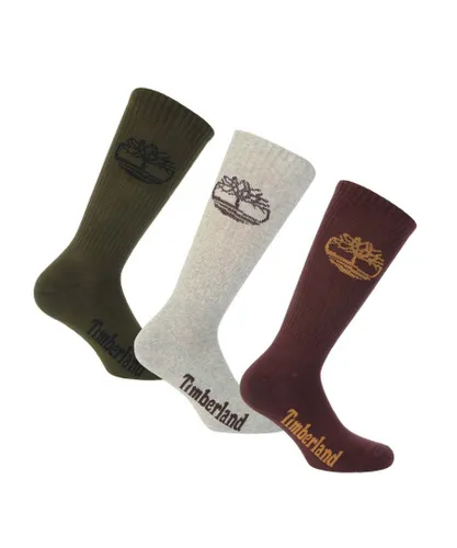 Timberland Mens Logo Sport 3 Pack Socks in Multi colour - Multicolour Cotton