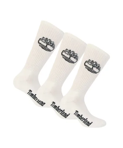 Timberland Mens Logo Sport 3 Pack Socks in White Cotton