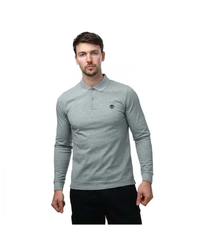 Timberland Mens Millers River LS Slim Polo Shirt in Grey Heather Cotton