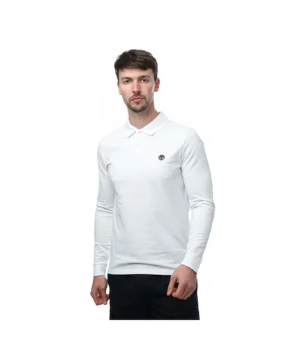Timberland Mens Millers River LS Slim Polo Shirt in White Cotton