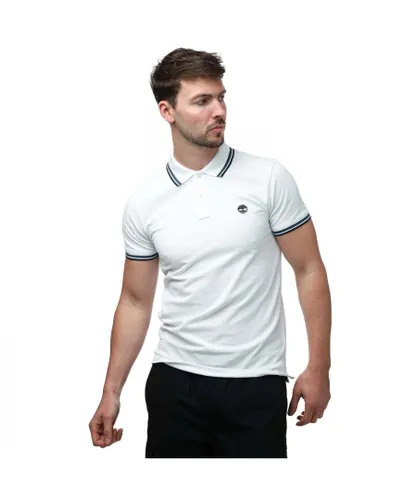 Timberland Mens Millers River Tipped Polo Shirt in White Cotton