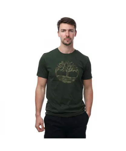 Timberland Mens Northwood Camo Logo T-Shirt in Khaki Cotton