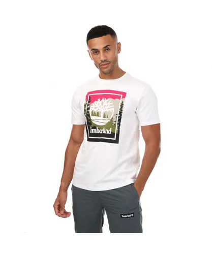 Timberland Mens Outdoor Graphic T-Shirt in White Cotton