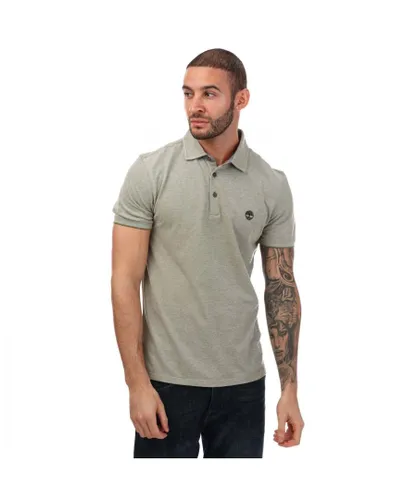 Timberland Mens Oxford Short Sleeve Polo Shirt in Green Cotton