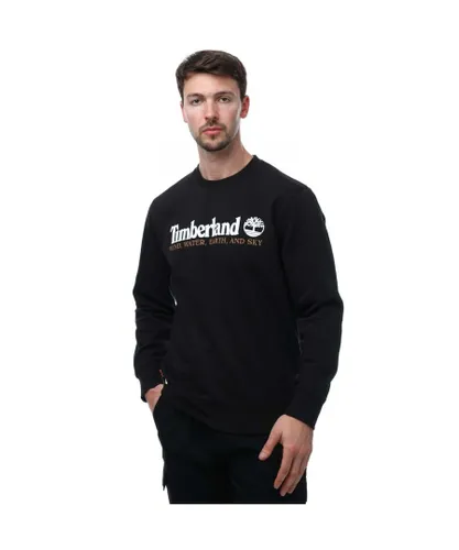 Timberland Mens Regular Fit Crew Sweatshirt in Black Cotton