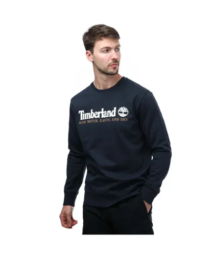 Timberland Mens Regular Fit Crew Sweatshirt in Navy Cotton