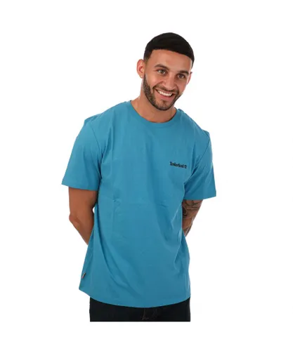 Timberland Mens Small Logo T-Shirt in Blue Cotton