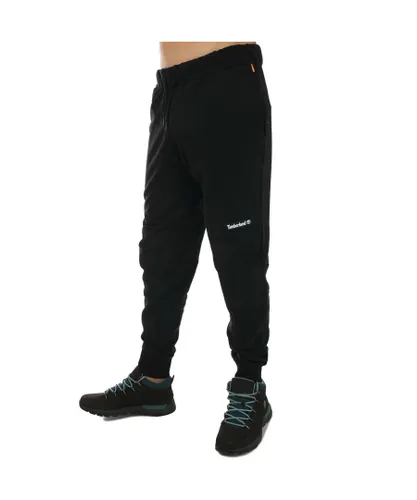 Timberland Mens Tonal Knee Tracksuit Bottoms in Black Cotton