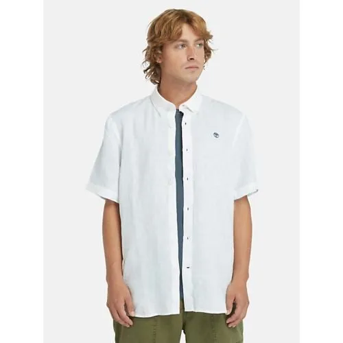 Timberland Mens White Linen Short Sleeve Shirt