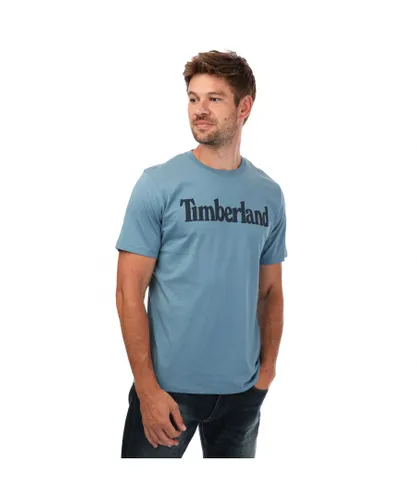 Timberland Mens Wordmark Northwood T-Shirt in Blue Cotton