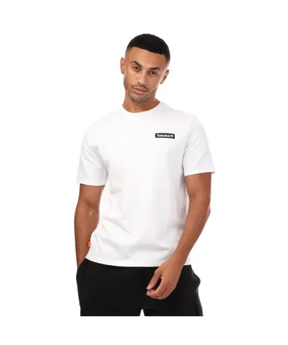 Timberland Mens Woven Badge T-Shirt in White Cotton