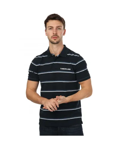 Timberland Mens Zealand River Stripe Polo Shirt in Navy Cotton
