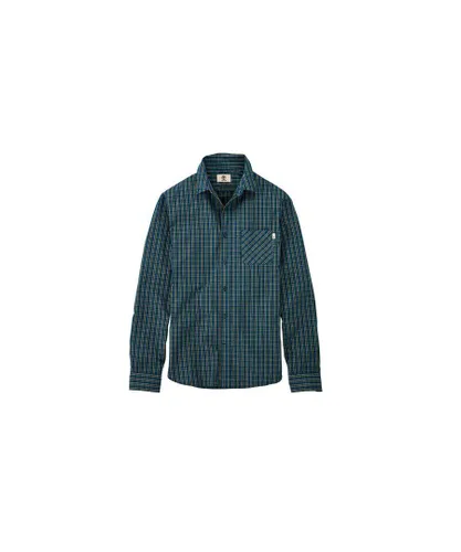 Timberland Poplin Long Sleeve Button Up Green Plaid Mens Shirt A1AZF C14 Textile