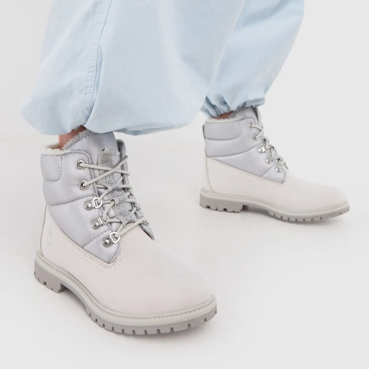Timberland Premium 6 Inch Puffer Boots In White