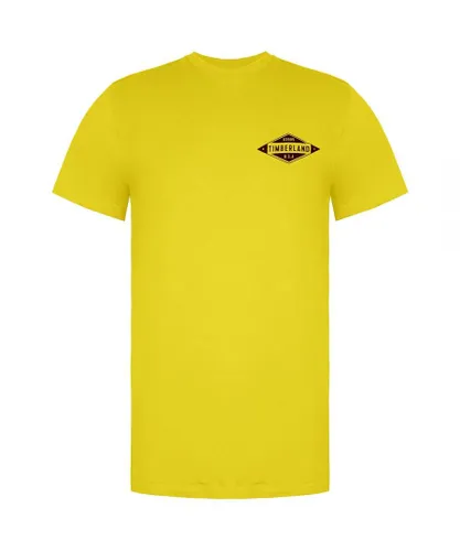 Timberland Short Sleeve Crew Neck Graphic Logo Yellow Mens T-Shirt A1LMZ M72 Cotton