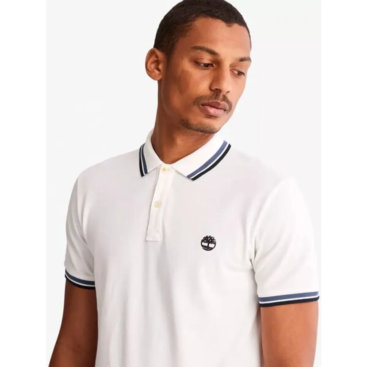 Timberland Short Sleeve Tipped Pique Polo Shirt - White - Male
