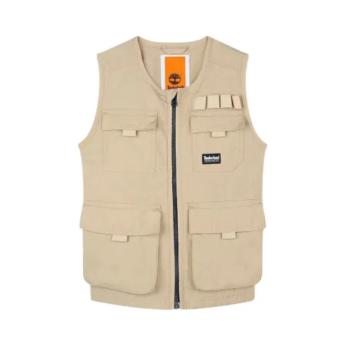 Timberland , Sleeveless Multi-Pocket Ripstop Jacket ,Beige male, Sizes: