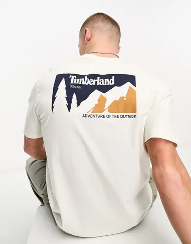 Timberland t-shirt in mountain back print in off white