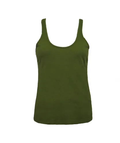 Timberland Womens Tank Silk Insert Top Vest Green A0081 001 Cotton