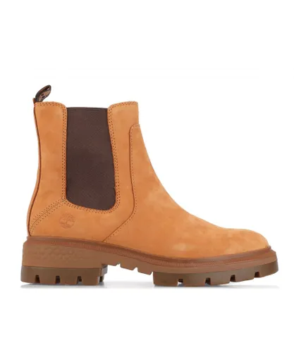 Timberland Womenss Cortina Valley Chelsea Boots in Wheat - Natural Leather