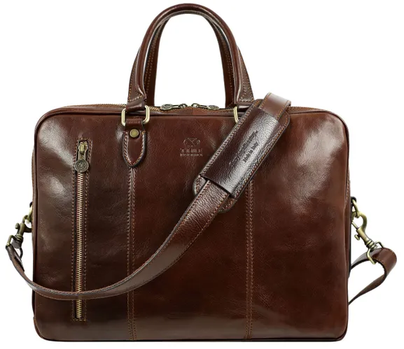 Time Resistance Leather Laptop Briefcase - Full Grain