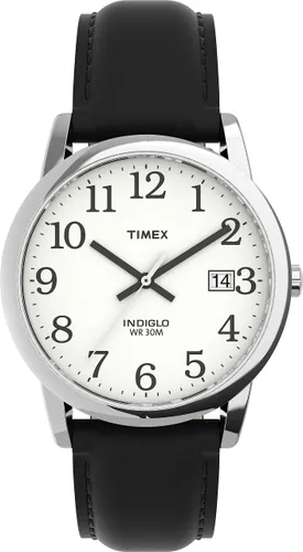 Timex Easy Reader Men's 35mm Black Leather Strap Date