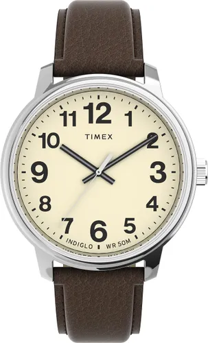 Timex Easy Reader Men's 43mm Brown Leather Strap Watch