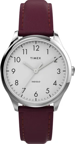 Timex Easy Reader Women's 32mm Burgundy Leather Strap Watch