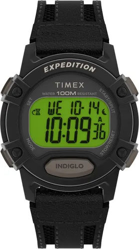Timex Expedition Men's 41mm Black Leather and Fabric Strap
