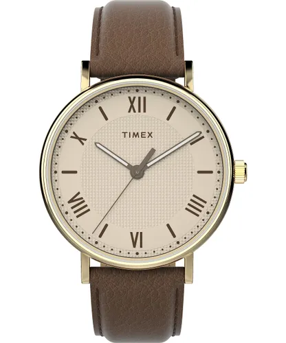 Timex Southview men's 41 mm leather strap watch TW2V91300