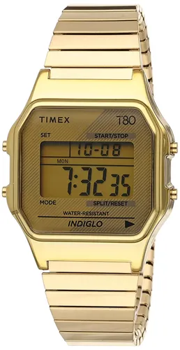 Timex T80 34mm Watch – Gold-Tone with Stainless Steel