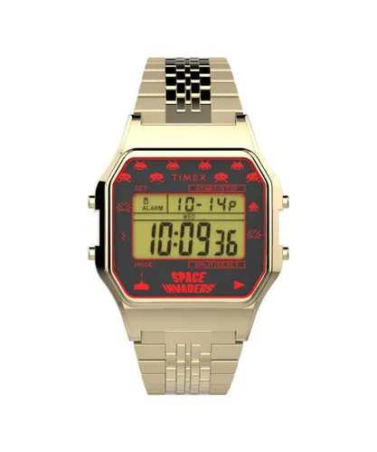 Timex T80 X Space Invaders Unisex's Gold Watch TW2V30100 Stainless Steel (archived) - One Size
