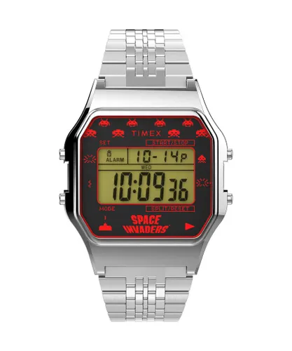Timex T80 X Space Invaders Unisex's Silver Watch TW2V30000 Stainless Steel (archived) - One Size