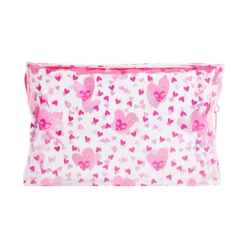 Tinc Pink Heart Clear Toiletry Wash Bag - Travel Cosmetic