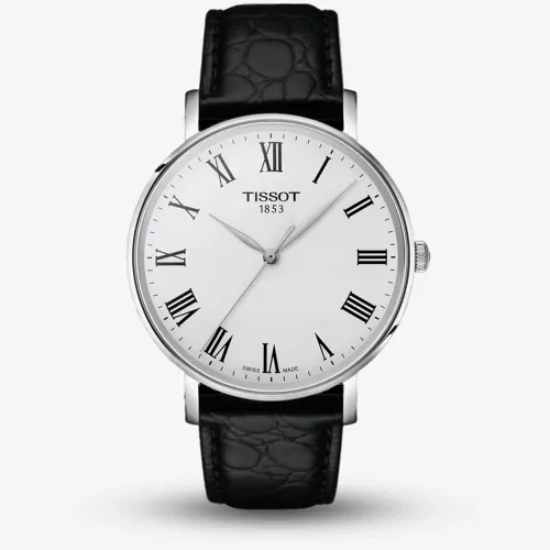 Tissot Everytime Patterned Black Leather Strap Watch T143.410.16.033.00